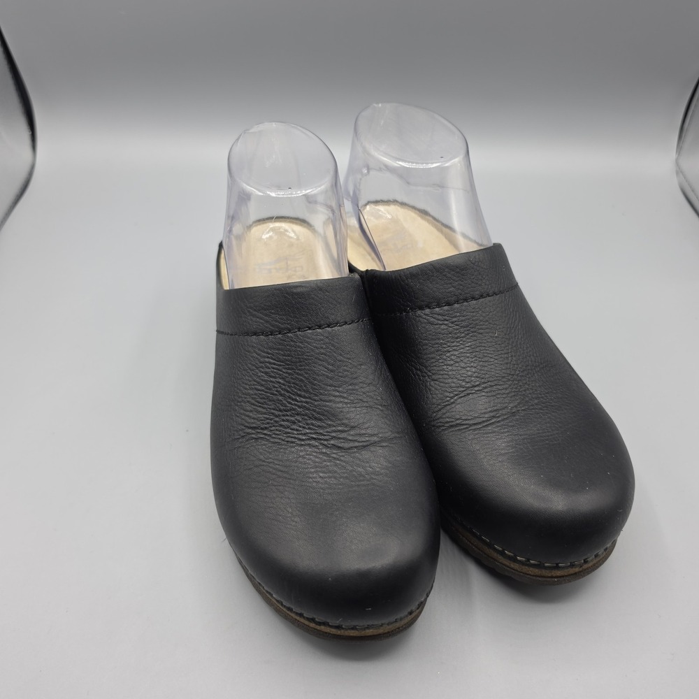 Dansko Mariella Clogs Womens 36 Black Leather Cork Platform Professional Comfort